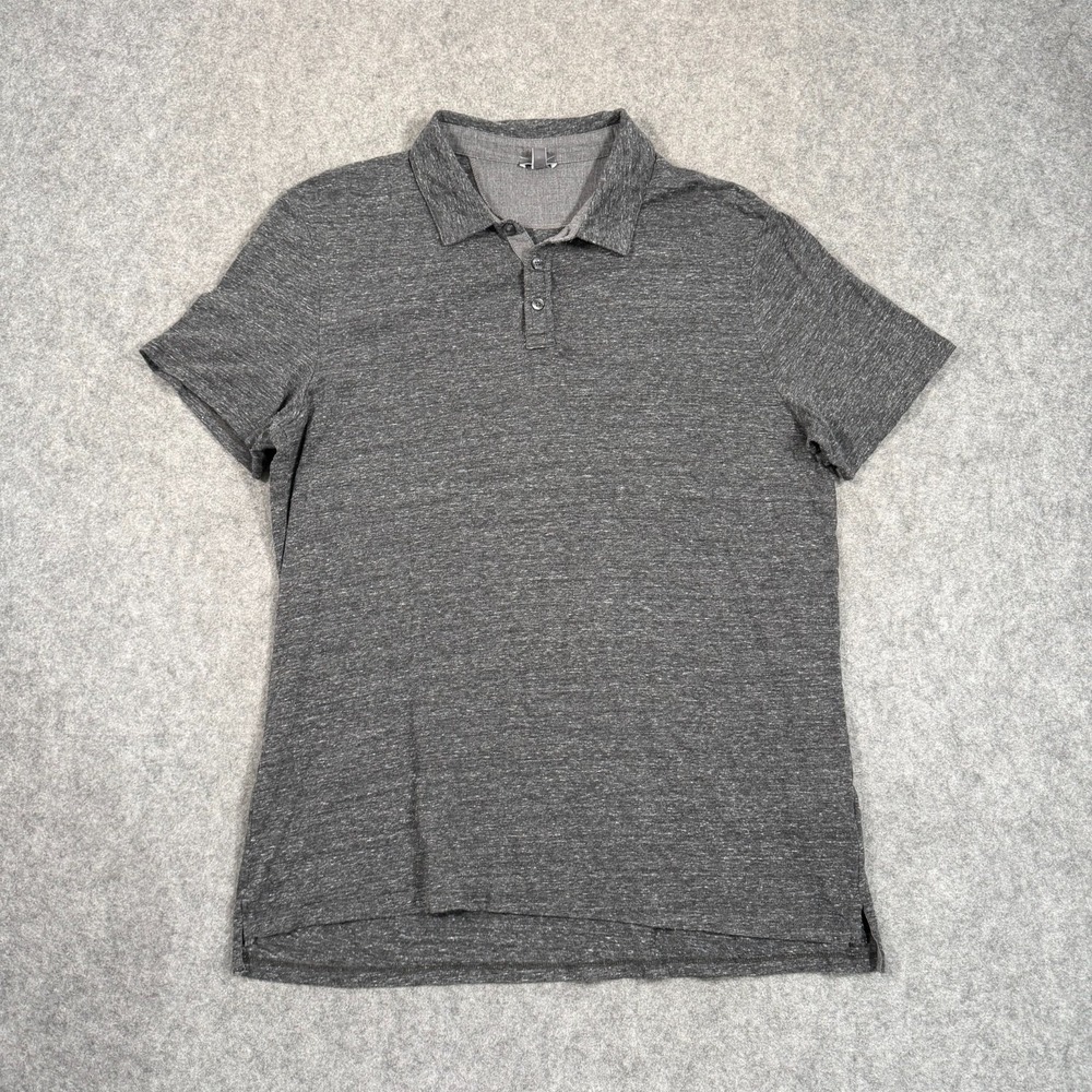 Vince Heathered Gray Knit Modern Fit Short Sleeve Polo Shirt Men's Size XL